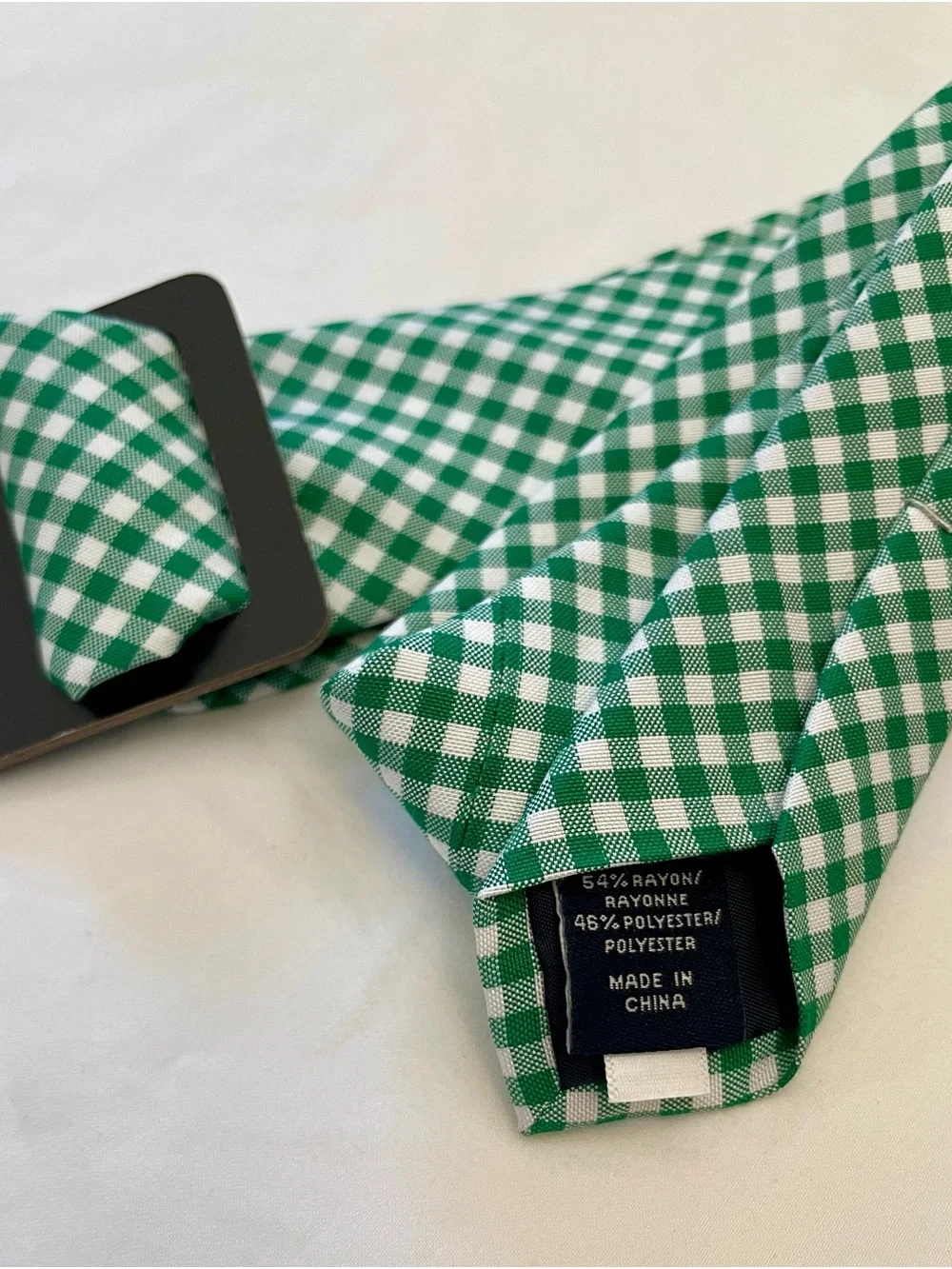 J. Crew Green and White Gingham Checkered Tie